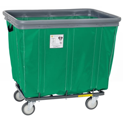 R&b Wire Products 6 Bushel Vinyl Basket Truck W/ Bumper, Steel Base, All Swivel Casters, Forest Green