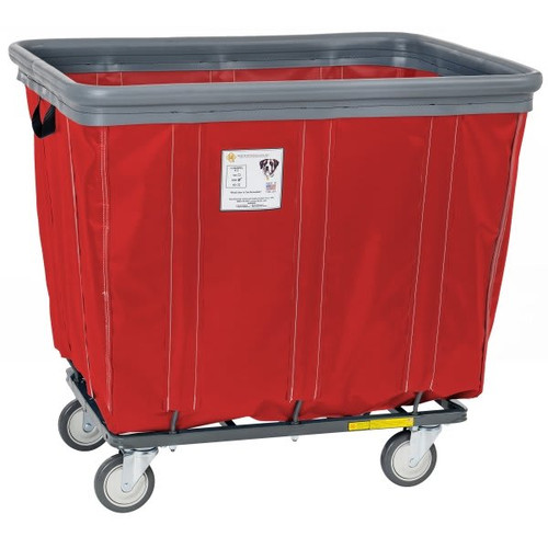 R&b Wire Products 20 Bushel Vinyl Basket Truck W/ Bumper, Steel Base, All Swivel Casters, Red