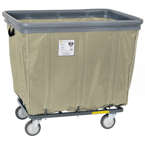 R&b Wire Products 8 Bushel Vinyl Basket Truck W/ Bumper, Steel Base, All Swivel Casters, Beige