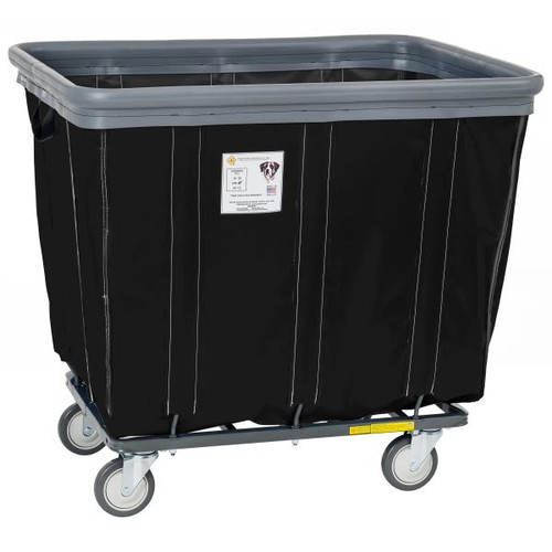 R&b Wire Products 10 Bushel Vinyl Basket Truck W/ Bumper, Steel Base, All Swivel Casters, Black