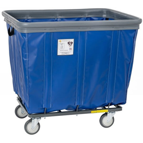 R&b Wire Products 20 Bushel Vinyl Basket Truck W/ Bumper, Steel Base, All Swivel Casters, Blue