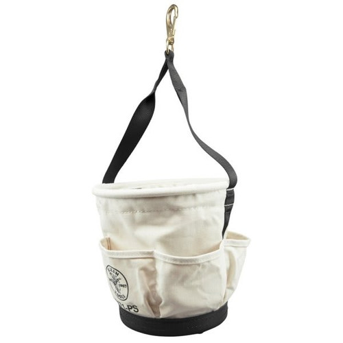 Klein Tools Beige Canvas 4-Pocket Heavy-Duty Tapered Wall Bucket 12"