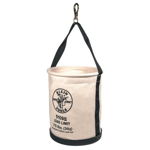 Klein Tools Beige Canvas Swivel Snap Straight Wall Bucket 12"