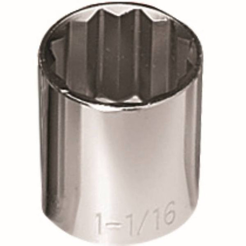 Klein Tools 1-1/16 Inch Standard 12-Point Socket 1/2 Inch Drive