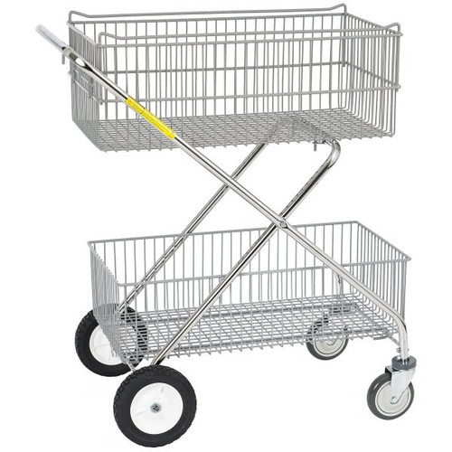 R&b Wire Double Basket Office Utility Mail Cart