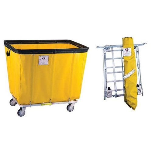 R&B Wire 12 Bushel "Ups/Fedex-Able" Vinyl Basket Truck, Steel Base, All Swivel Casters, Yellow