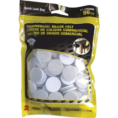 Shepherd Commercial Grade Felt Pad, 1", Reclosable Poly Bag, Package Of 96
