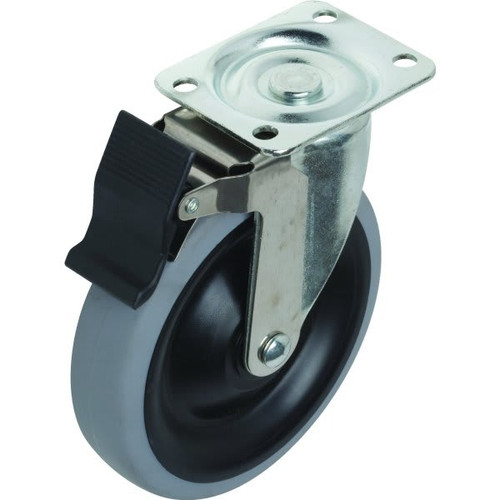Shepherd 6" Rubber Gray Non-Marking Wheel Swivel Caster With Wheel Brake