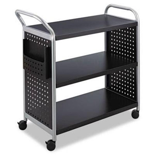 Safco Scoot Three-Shelf Utility Cart, 31w X 18d X 38h, Black/Silver