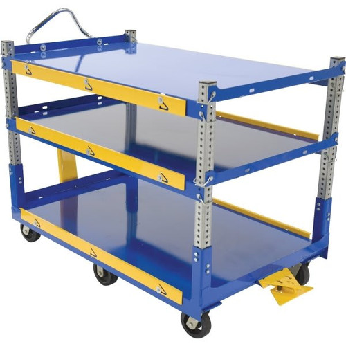 Vestil Blue Adjustable Ergo Cart 36 X 60" With Molded Rubber Wheels