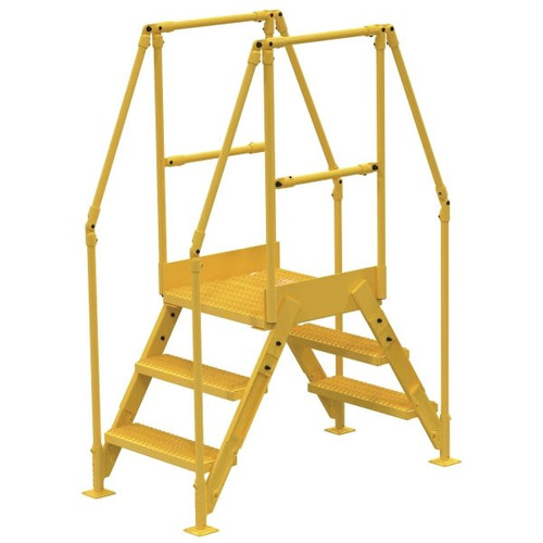 Vestil Yellow Steel 3-Step Crossover Ladder 24"