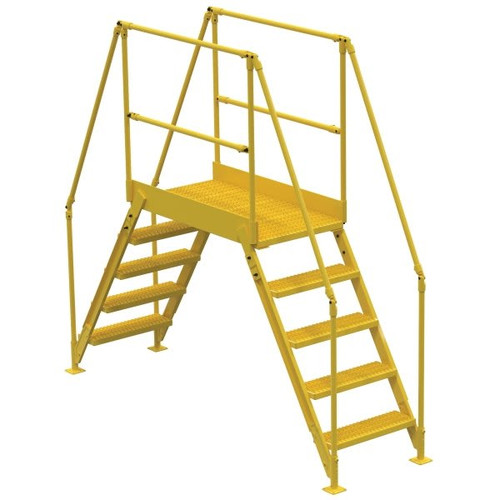 Vestil Yellow Steel 5-Step Tall Crossover Ladder 48"
