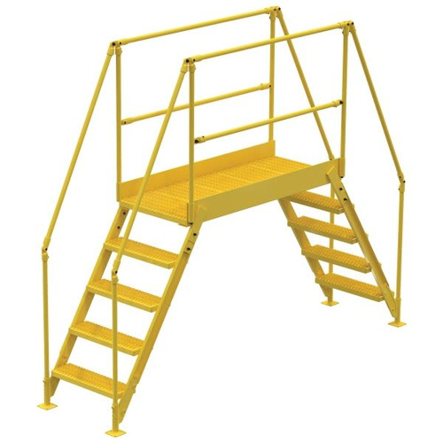 Vestil Yellow Steel 5-Step Tall Crossover Ladder 60"
