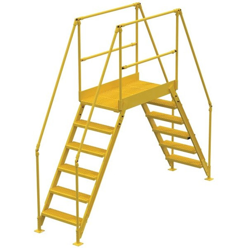 Vestil Yellow Steel 6-Step Tall Crossover Ladder 48"