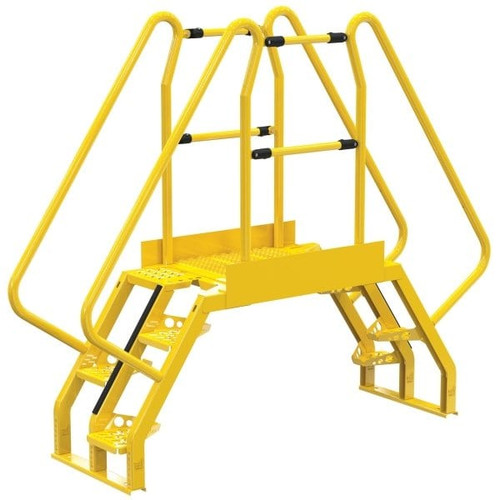 Vestil Yellow Steel 4-Step Alternating Crossover Ladder 86 X 73"