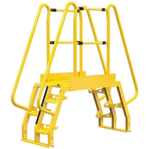 Vestil Yellow Steel 4-Step Alternating Crossover Ladder 73 X 73"