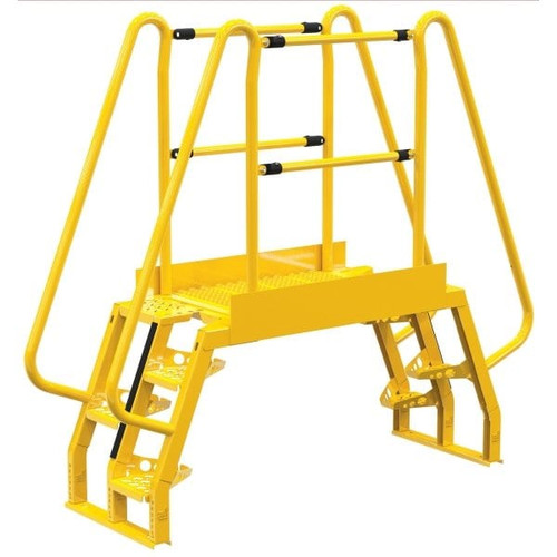 Vestil Yellow Steel 4-Step Alternating Crossover Ladder 80 X 73"