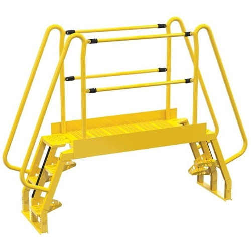 Vestil Yellow Steel 4-Step Alternating Crossover Ladder 94 X 73"