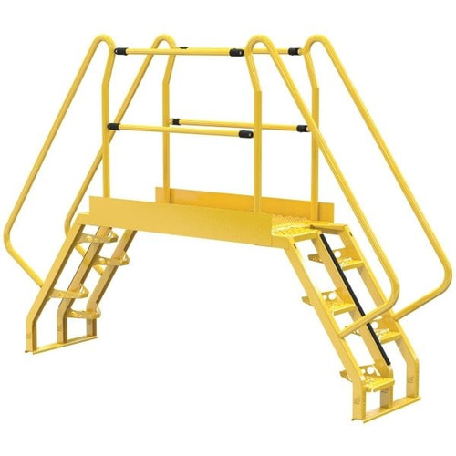 Vestil Yellow Steel 5-Step Alternating Crossover Ladder 118 X 81"