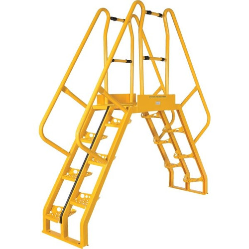 Vestil Yellow Steel 5-Step Alternating Crossover Ladder 73 X 81"