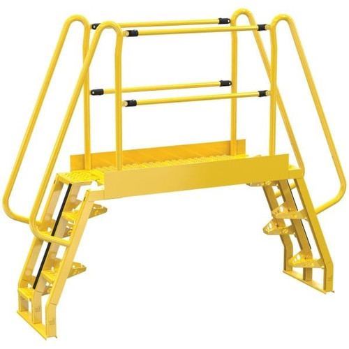 Vestil Yellow Steel 5-Step Alternating Crossover Ladder 94 X 81"