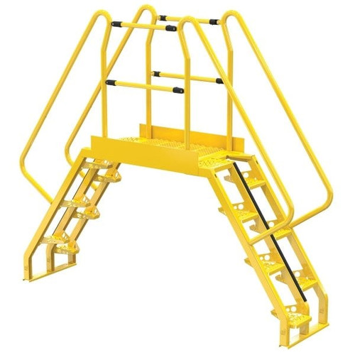 Vestil Yellow Steel 7-Step Alternating Crossover Ladder 104 X 91"