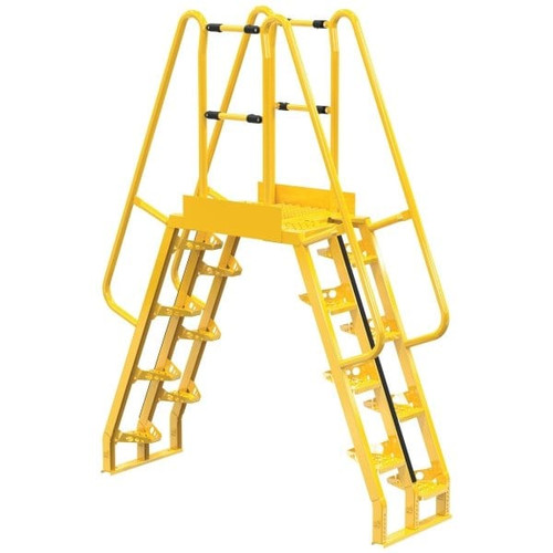 Vestil Yellow Steel 8-Step Alternating Crossover Ladder 77 X 103"