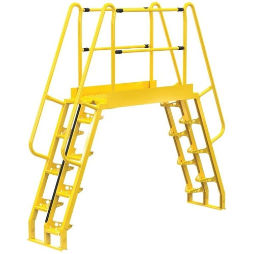 Vestil Yellow Steel 8-Step Alternating Crossover Ladder 105 X 103"