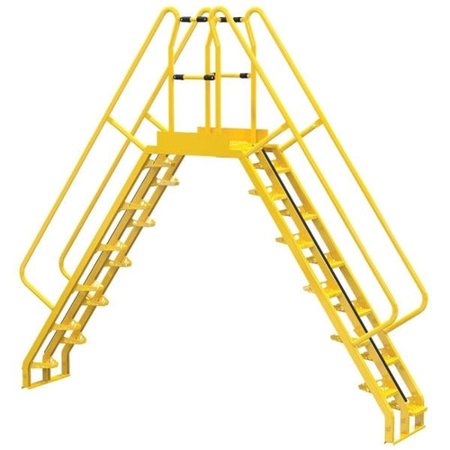 Vestil Yellow Steel 12-Step Alternating Crossover Ladder 138 X 127"