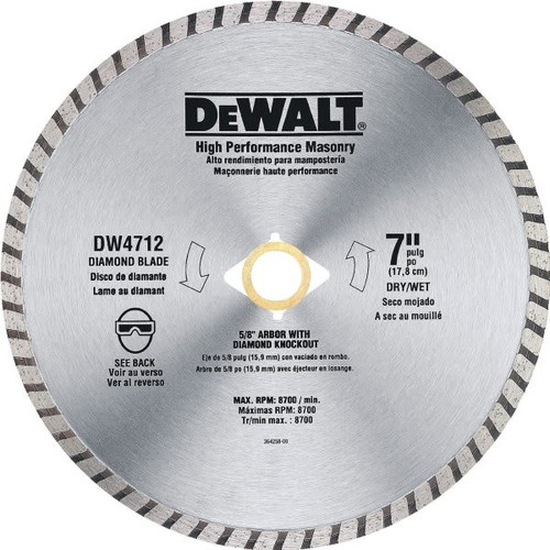 Dewalt High-Performance 7" Wet/Dry Continuous Rim Diamond Saw Blade