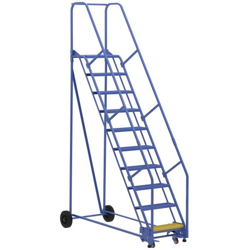 Vestil 58° Perforated 10-Step Rolling Warehouse Ladder 78.94"