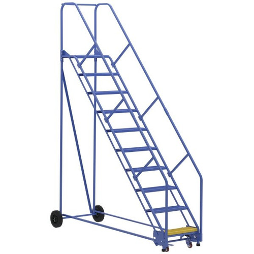 Vestil 50° Perforated 10-Step Rolling Warehouse Ladder 97.69"