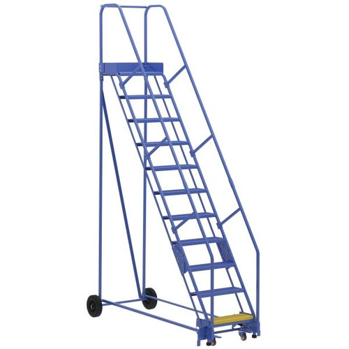 Vestil 58° Perforated 11-Step Rolling Warehouse Ladder 85.06"