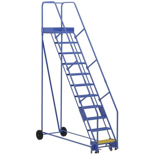 Vestil 58° Perforated 11-Step Rolling Warehouse Ladder 91.25"