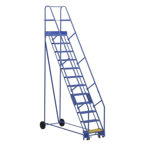 Vestil 58° Perforated 12-Step Rolling Warehouse Ladder 91.31"