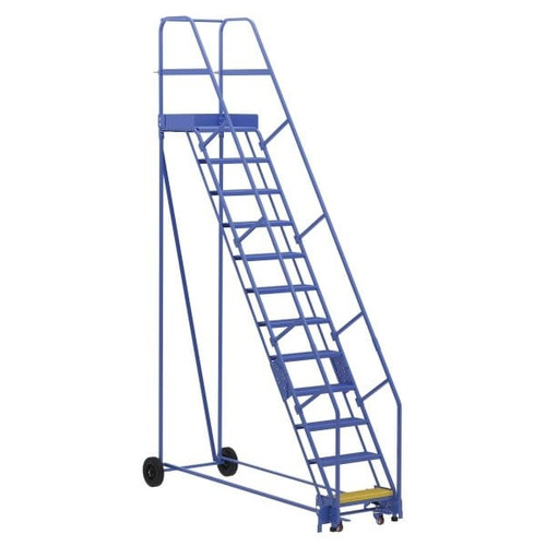 Vestil 58° Perforated 12-Step Rolling Warehouse Ladder 97.5"