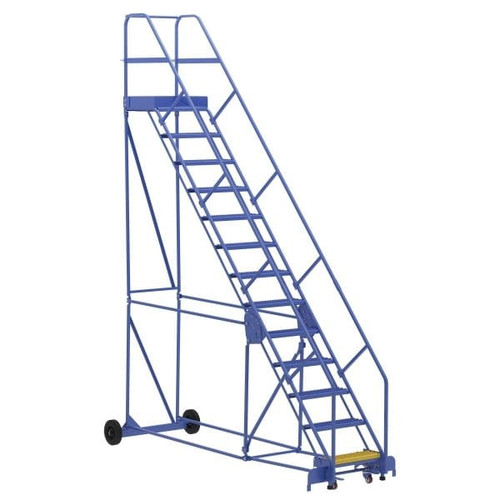 Vestil 50° Grip Strut 13-Step Rolling Warehouse Ladder 127.88"