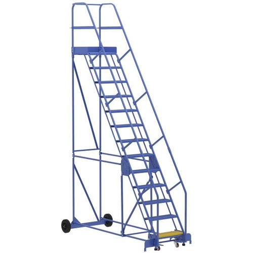 Vestil 58° Perforated 13-Step Rolling Warehouse Ladder 102.56"