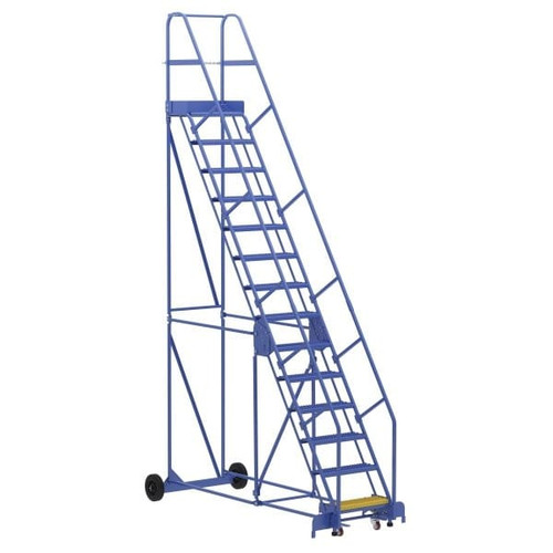 Vestil 58° Grip Strut 14-Step Rolling Warehouse Ladder 101.88"
