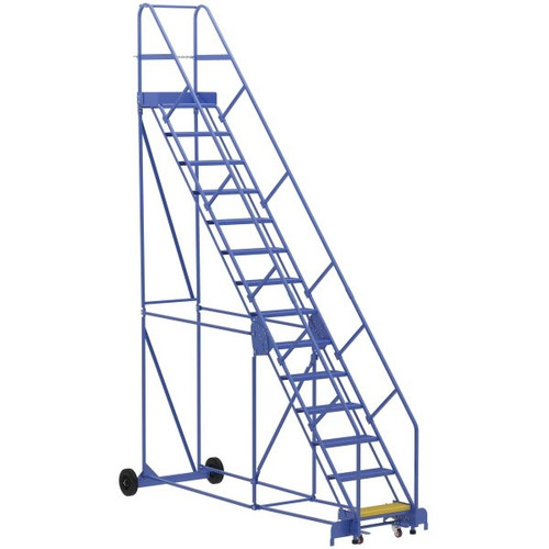 Vestil 50° Perforated 14-Step Rolling Warehouse Ladder 128.06"