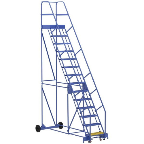 Vestil 58° Grip Strut 14-Step Rolling Warehouse Ladder 108.88"