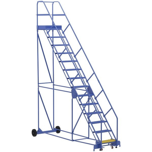 Vestil 50° Perforated 14-Step Rolling Warehouse Ladder 135.06"