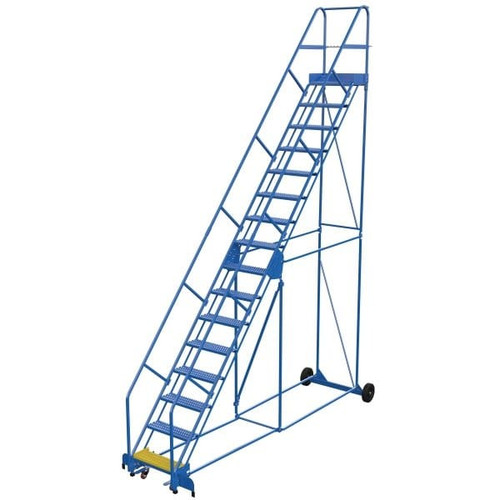 Vestil 50° Grip Strut 16-Step Rolling Warehouse Ladder 144.81"