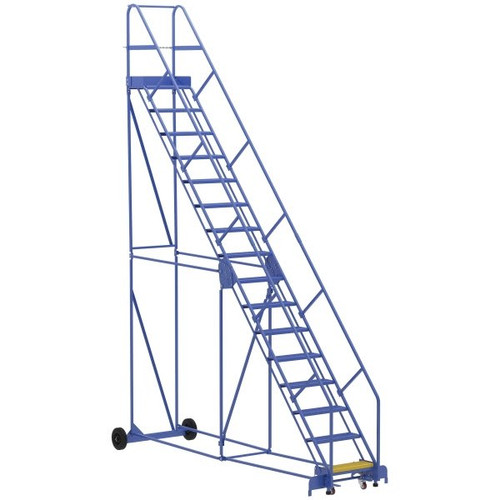 Vestil 50° Perforated 16-Step Rolling Warehouse Ladder 144.81"