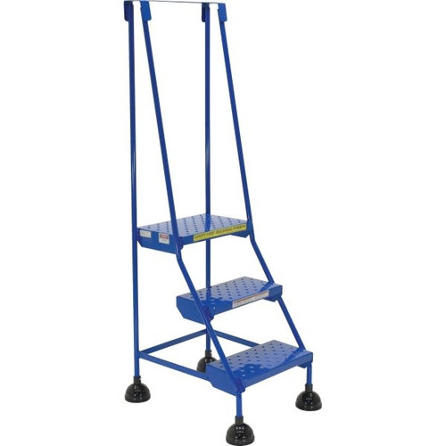 Vestil Blue Perforated 3-Step Spring Loaded Rolling Ladder 25.56"