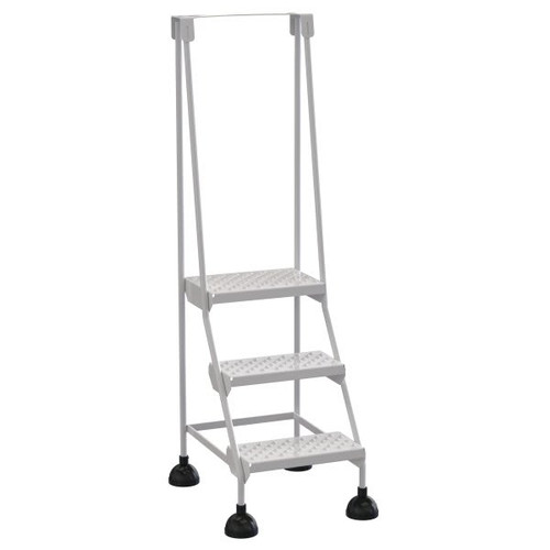 Vestil White Perforated 3-Step Spring Loaded Rolling Ladder 25.56"