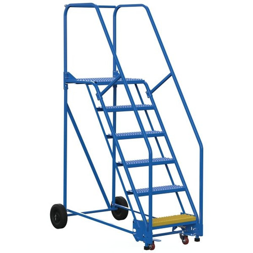 Vestil 58° Grip Strut 6-Step Rolling Warehouse Ladder 60"