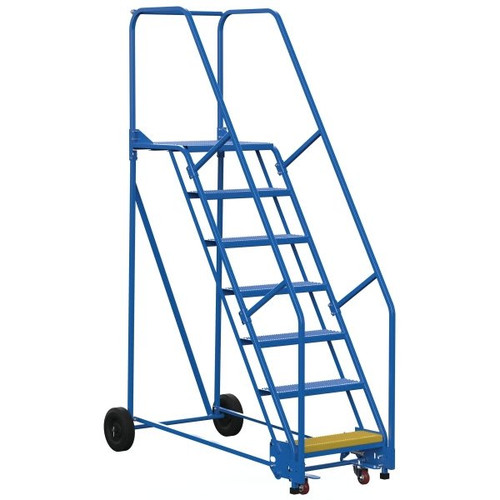 Vestil 58° Perforated 7-Step Rolling Warehouse Ladder 66.94"