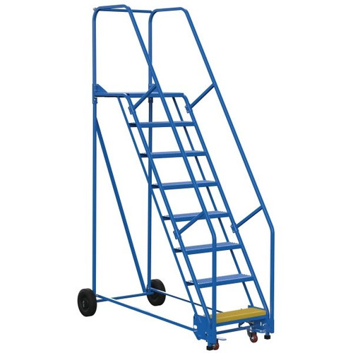 Vestil 58° Perforated 8-Step Rolling Warehouse Ladder 72.63"