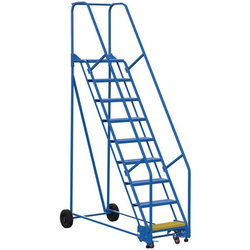 Vestil 58° Perforated 9-Step Rolling Warehouse Ladder 72.69"